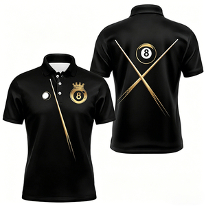 Camiseta de Billar para Hombre S.Q.F, Diseño de Corona de 8 Bolas, Impresión 3D por Transferencia de Calor, Uniforme de Equipo, Estilo Vintage, 300 Gramos, 100% Algodón de Lujo - Product Image 3