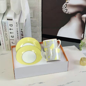 Hot Sale 4pcs Nordic Luxury Yellow Runway Restaurant <b>Set</b> Ceramic Plate with Gift Box - Product Image 6