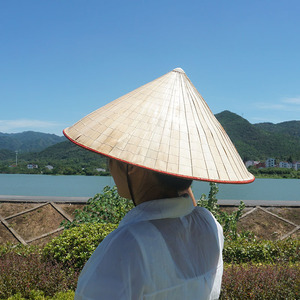 Sombrero Coolie de Bambú Asiático, Sombrero de Paja Tejido Japonés, Sombrero de Granjero Vietnamita - Product Image 2