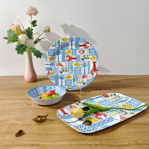 بيع بالجملة بطباعة مخصصة صحون عشاء مربعة من الميلامين مع تصميم سلسلة عناصر المحيط - Product Image 3