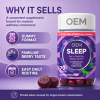 Gummies de mélatonine OEM/ODM avec L-Théanine et mélange botanique saveur mûre Zen pour adultes