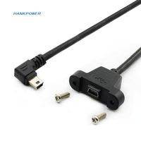 Câble adaptateur d'extension mâle-femelle Mini USB 5 broches à 90 degrés avec vis