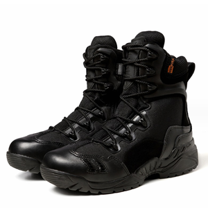 Botas Tácticas de Combate TSB11-2, Transpirables, con Malla de Drenaje, Color Marrón y Negro, para Desierto y Selva, de Cuero Genuino Negro - Product Image 3