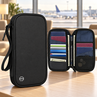 Portefeuille porte-passeport RFID avec plusieurs compartiments, organiseur de documents de voyage en tissu Oxford avec options de sangle