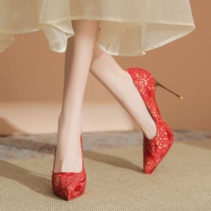 Chaussures à talons hauts pour femmes 1089U à bout pointu et talon aiguille, décorées de strass, élégantes pour mariage et soirée, couleur rouge - Product Image 4