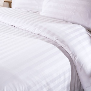 Linge de lit hôtel de luxe 100% coton Satin Stripe Set de literie blanc - Product Image 3
