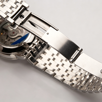 Reloj Mecánico Automático Personalizado con Correa de Acero Inoxidable para Hombre, Esfera Azul de 40 mm, Bisel Redondo, Movimiento 3235