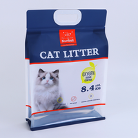 Sac d'emballage pour litière pour chat imprimé sur mesure, robuste, avec soufflet latéral, poignée renforcée, sac en plastique résistant à l'humidité, pochette pour litière pour animaux de compagnie