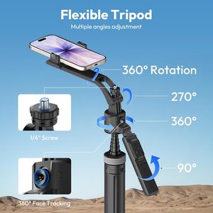 ULANZI TT23 Trípode con Cabezal <span class=keywords><strong>Gimbal</strong></span> de 64 Pulgadas con Seguimiento Facial Automático, Palo Selfie Giratorio 360°, Reconocimiento Facial, Control por Gestos, Plegable - Product Image 5
