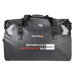 SINTOP 80L PVC tarpaulin Waterproof Motorcycle Tail Bag Motor Travel Luggage Crash Bar Bags with Reflective Design