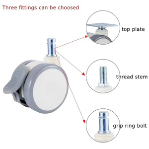 Ruedas giratorias silenciosas de 360° de 50 mm (2 pulgadas) de acero negro y nailon con capacidad de carga de 35-40 kg para muebles industriales de baño - Product Image 4