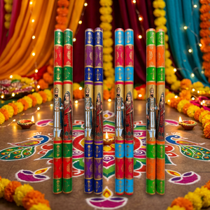 Palos de madera coloridos Dandiya con diseño Raja Rani para el festival Holi, palos de madera Dandiya Raja Rani para bailar con agilidad. - Product Image 2