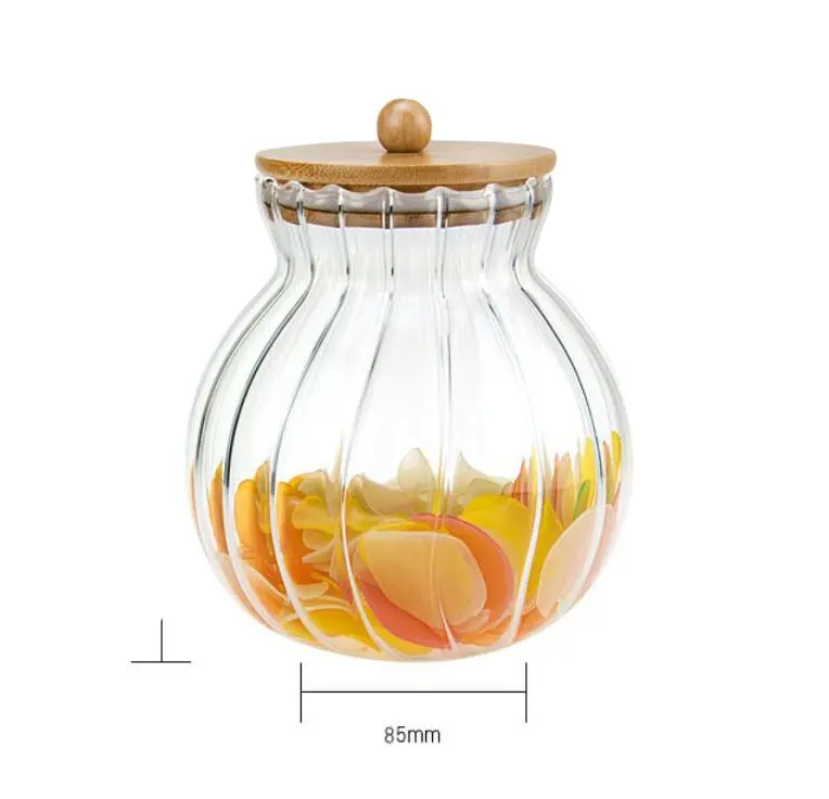 16oz Pumpkin Shaped Transparent High Borosilicate Glass Food Storage Tank Glass Spice Jar