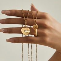 Colliers de couple bijoux en gros 18K plaqué or coeur clé pendentif chaîne collier amant accessoires cadeau pour la Saint-Valentin