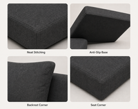 Ensemble de coussins de canapé d'angle en mousse haute densité, résistants à l'eau, aux UV et antidérapants, pour l'extérieur, au charbon de bois, séchage rapide