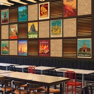 วอลล์เปเปอร์สไตล์ไทยโปสเตอร์ภาพวาดนวดห้องนั่งเล่นตกแต่งวอลล์เปเปอร์สไตล์ช้างร้านอาหารพื้นหลังผนังผ้า - Product Image 4