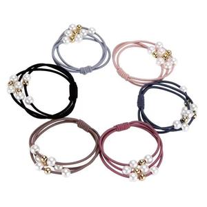 Élastique à cheveux en perles, couleurs mélangées, en tissu, fait main, accessoire décontracté pour la tête - Product Image 5