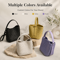 Tas Selempang Wanita Kulit Asli Anyaman Kustom, Tas Tangan Minimalis Modis, Produsen OEM