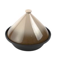Tajine marocain en aluminium émaillé avec couvercle conique en céramique, compatible induction, écologique et antiadhésif