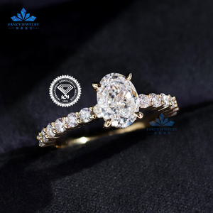 Großhandel IGI-zertifizierter HPHT CVD VVS Labor gewachsener ovaler Diamant 3CT 4CT 5CT 14 Karat 18 Karat massiver Goldschmuck Verlobung sring Frauen - Product Image 3