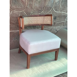 Nordic Style Modern Fabric <b>Backrest</b> Solid Wood Rattan Leisure Chair for Dining Living Room Hotel Home Office - Product Image 3