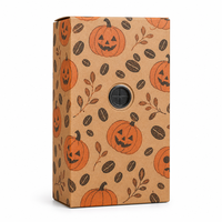 Boîte d'emballage de café personnalisée pour Halloween, boîte en papier kraft pour grains de café avec impression de citrouille, vente en gros, boîte cadeau de café écologique