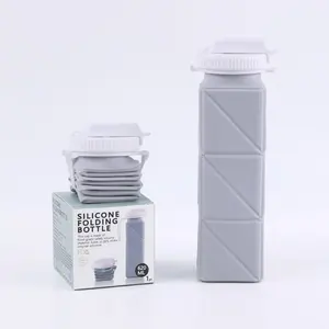 Bouteille d'eau pliable en silicone sans BPA réutilisable de 620ml avec logo personnalisé Bouteille d'eau en silicone pliable pour l'école des enfants