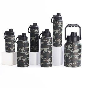 Bouteille d'eau à double paroi grande capacité, à large ouverture, en acier inoxydable, avec couvercle et poignée, bouteille de sport - Product Image 3