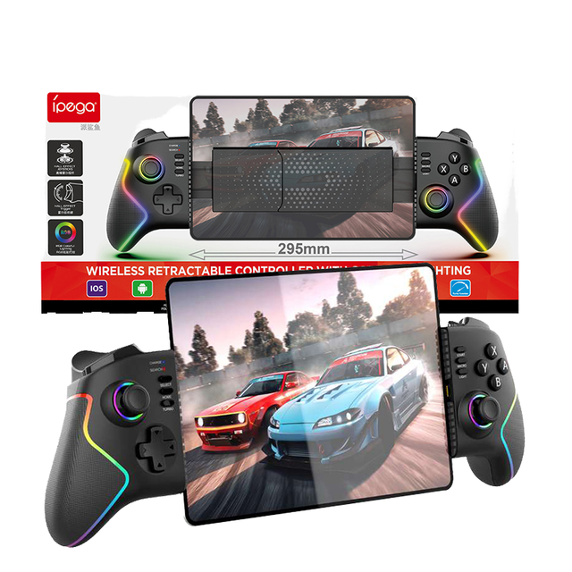 Ipaga 2511-K6 Wireless BT Stretching Game Controller Vibration Motor for P3/P4/NS/IOS/Android/PC RGB Lighting Hall-effect