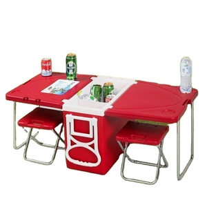 <span class=keywords><strong>Mesa</strong></span> <span class=keywords><strong>y</strong></span> silla plegable portátil para exteriores, <span class=keywords><strong>con</strong></span> incubadora, barbacoa, picnic, refrigerador, barra de tracción, coche <span class=keywords><strong>con</strong></span> ruedas - Product Image 1