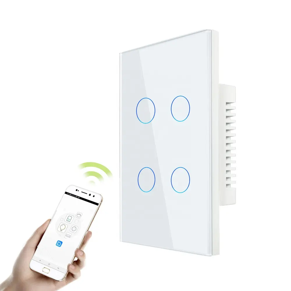 Australia Standard 4 Gang WiFi Switch SAA Approval Tuya App Glass Panel Smart Home Light Touch Electrical Switches