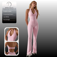 Combinaison de yoga pour femmes grande taille, col halter, dos nu, séchage rapide, respirante, extensible dans quatre directions