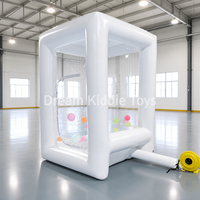 Cube à argent gonflable commercial en PVC de 1,6 m, machine à argent gonflable, maison ballon transparente pour événements promotionnels et location de fêtes