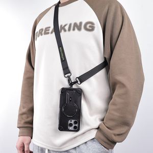 Funda para Teléfono con Correa Cruzada, Collar, Soporte Blindado de PC y TPU, Cubierta Trasera con Soporte Oculto, Diseño Magnético para <span class=keywords><strong>iPhone</strong></span> 13 Pro Max - Product Image 4