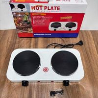 Plaque de cuisson électrique double brûleur 2000W, plaque chauffante portable de comptoir avec contrôle de température indépendant pour la cuisine à domicile, le camping-car et le camping
