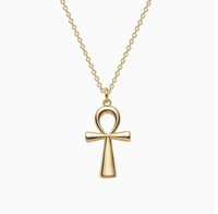 Collar con Colgante de Cruz Ankh Chapado en Oro, Cadena Delicada, Joyería Versátil para Uso Diario, Entrega Rápida