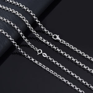 Venta al por mayor de collar de cadena Figaro de plata esterlina 925 para mujeres y hombres collar de cadena Figaro de corte de diamante - Product Image 2