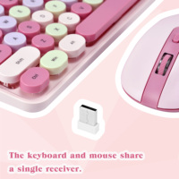 SAMDI 104 touches rétro sans fil 2.4G sans fil clavier souris combiné avec un design coloré pour une utilisation au bureau