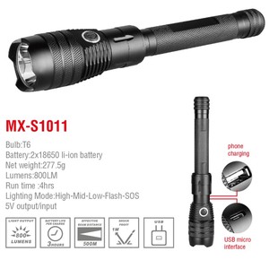 10W Aluminium Powerful Black USB Rechargeable LED <strong>Torches</strong> <strong>Flashlight</strong> - Product Image 2