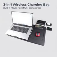 Housse pour ordinateur portable avec chargeur sans fil 3 en 1, tapis de souris intégré, charge rapide 15W, sac pour ordinateur portable multifonctionnel, multi-scénarios professionnels