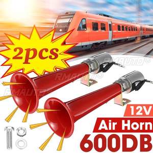 1/2 pièces Klaxon d'air universel 180DB puissant pour voiture, 12V/24V, 180 Hertz, simple trompette, avec compresseur, pour camions, voitures, automobiles - Product Image 1