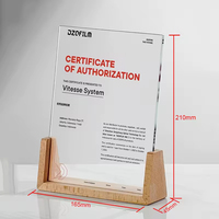 Trophées, médailles et plaques en verre transparent simple, plaque de récompense en cristal avec base en bois