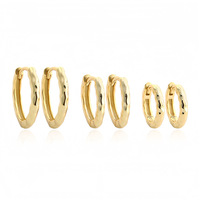 Boucles d'oreilles créoles irrégulières minimalistes 8,5-12 mm en argent sterling 925 plaqué or, faites à la main, pour femme