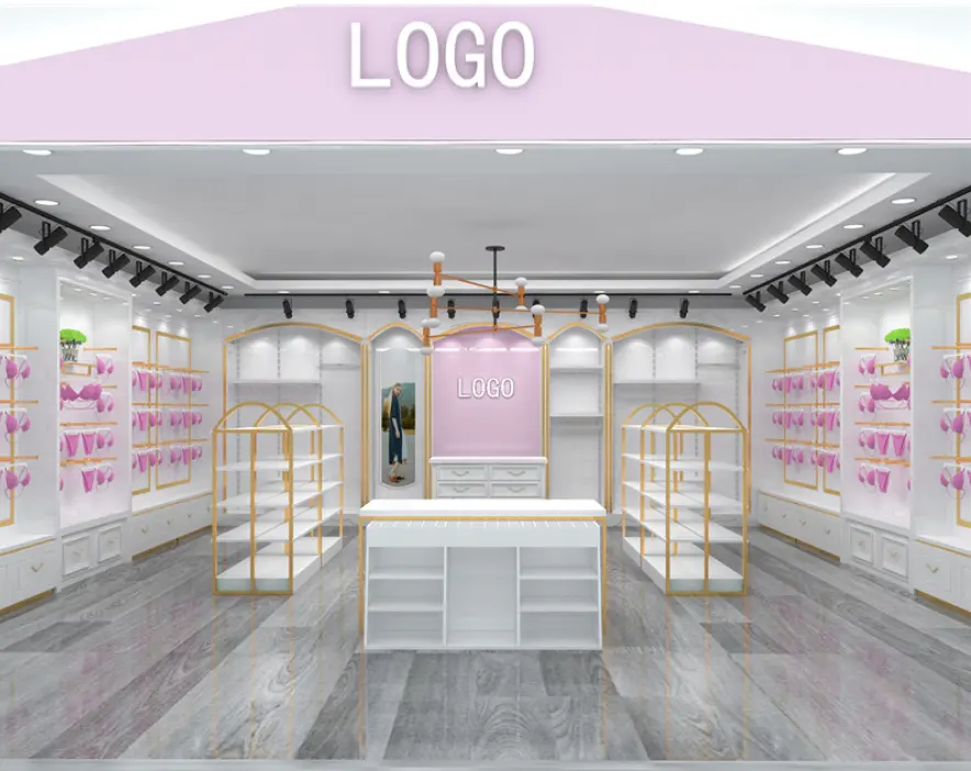 ladies Underwear Store interior Design with display furniture wall standing women's lingerie store display shelves