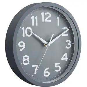 Promoción barato Reloj de pared de plástico marco negro blanco Dial de 10 pulgadas silenciosa clásico moderno redondas de cuarzo de relojes