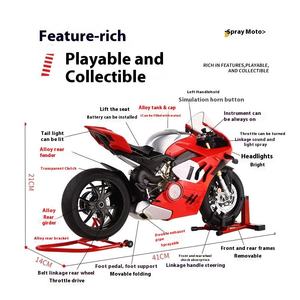 Modelo de Motocicleta <span class=keywords><strong>Ducati</strong></span> <span class=keywords><strong>V4R</strong></span> a Escala 1:6, Totalmente Metálico, con Función de Pulverización, Efectos de Sonido y Luz, Juguete Coleccionable, Regalo al por Mayor para Niños - Product Image 5
