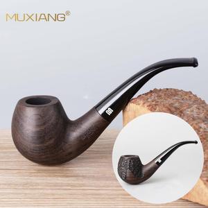 Muxiang Wooden Tobacco Pipe Bent Type Hand Carved Ebony Apple Shape Smoking Pipe For Personal Gift - Product Image 1