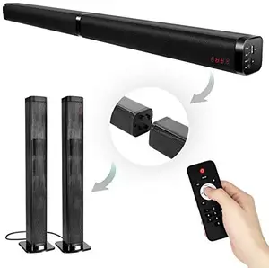 Barre audio Haut-parleurs de télévision sans fil filaires OEM 2 en 1 pour TV Barre de son séparable de 37 pouces Horloge noire 2.0 canaux Système de maison intelligente 5.1