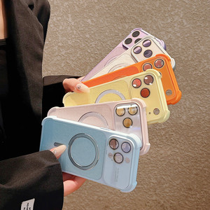 เคสโทรศัพท์กันกระแทกแบบแม่เหล็กสำหรับ iPhone 17 16 15 Pro Max พร้อมเลนส์กระจกกล้องลายเส้นหนังด้านหลังแบบใหม่ - Product Image 5