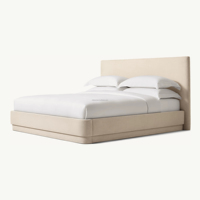 Cama Tapizada Moderna Orgánica Sovereign, Estructura de Cama con Plataforma de Tela de Lino de Lujo, Cama Matrimonial King/Queen Estilo Arhaus Minimalista